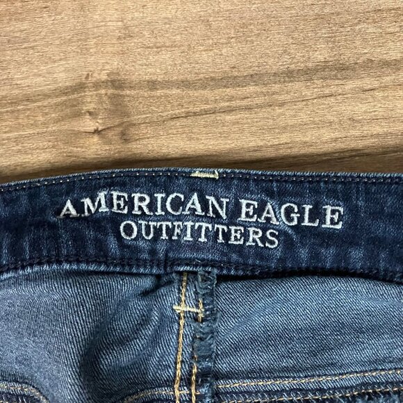 American Eagle Women’s Size 14 Long Super Stretch Skinny Blue Jeans Zip - Picture 5 of 12